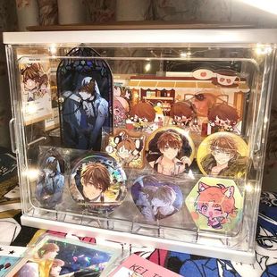 谷子立牌透明吧唧展示盒亚克力大容量小卡收纳盒架子桌面有盖75