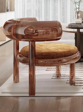 简约酒店铂亚克力凳子网红水晶晶座椅透明环氧树脂休闲家具椅子