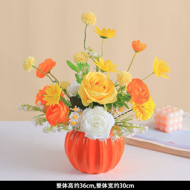 2024新款假花玫瑰牡丹雏菊插花盆栽客厅餐桌仿生花艺装饰摆件