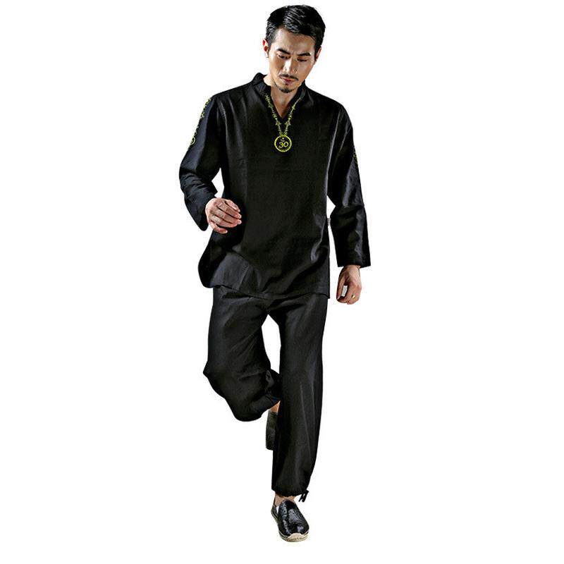 康愫套装男太极服雅春秋宽松中国风棉麻武术表演服禅修服居士服