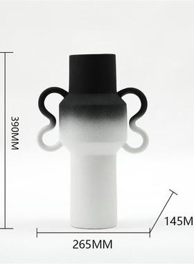 现代简约陶瓷花瓶带耳北欧客厅家居干花插花批发工艺品摆件装饰品