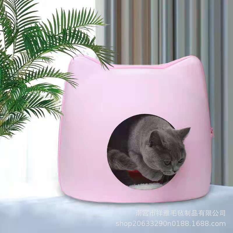 毛毡前后宠物猫咪窝毛毡组合四季用品猫耳朵组合猫头猫窝一体成型
