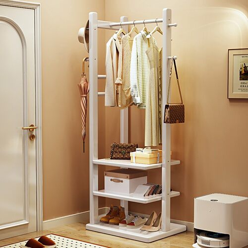 实木衣帽架落地挂衣架家用角落卧室床头置物架小户型衣服收纳架子