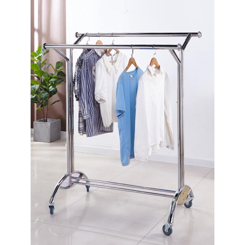 木板单杠双杠落地衣帽架卧室家用客厅阳台挂衣架展示衣架收纳架