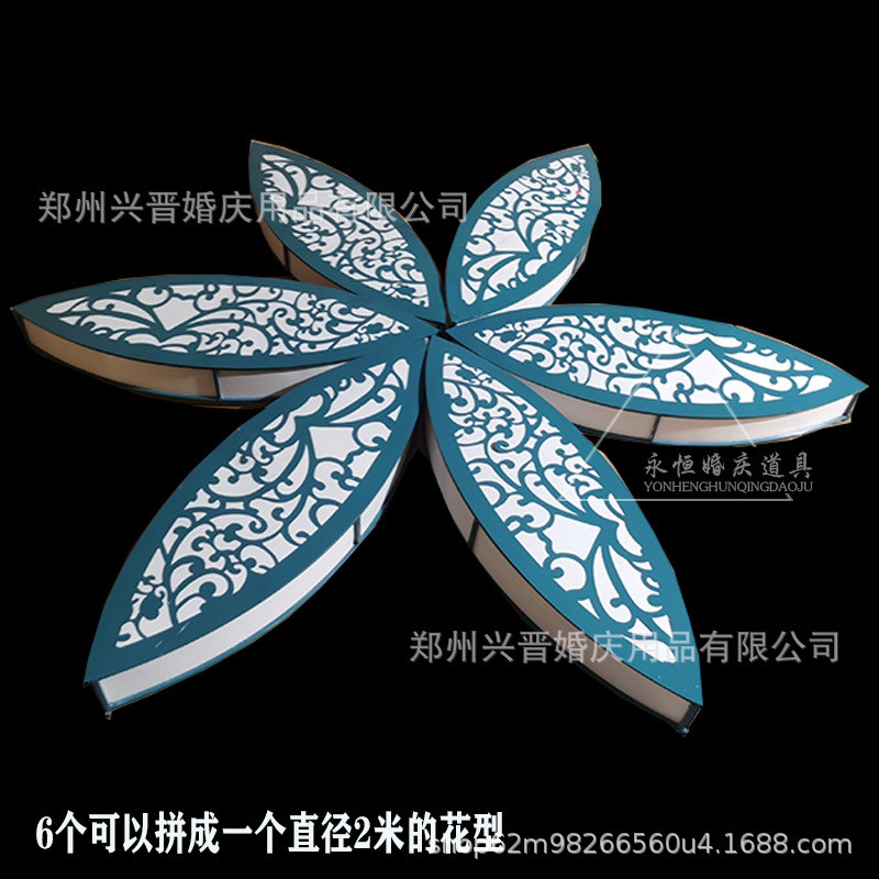 新款婚庆道具铁艺发光花瓣吊顶灯箱婚礼堂舞台布置装饰酒店灯挂件