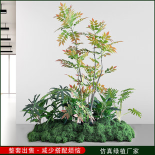 艺景天仿真花真绿植造景盆栽景观假树室内楼梯角落装 饰橱窗植物