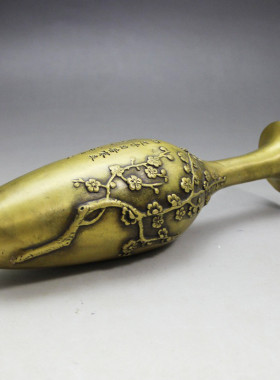 花瓶古玩工艺品批发收藏厂家现货复古做旧黄铜梅花铜器