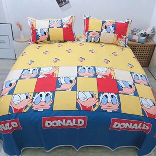 精纺床单四季款花边细纱老粗布床单三件套小清新缎条床单三件套