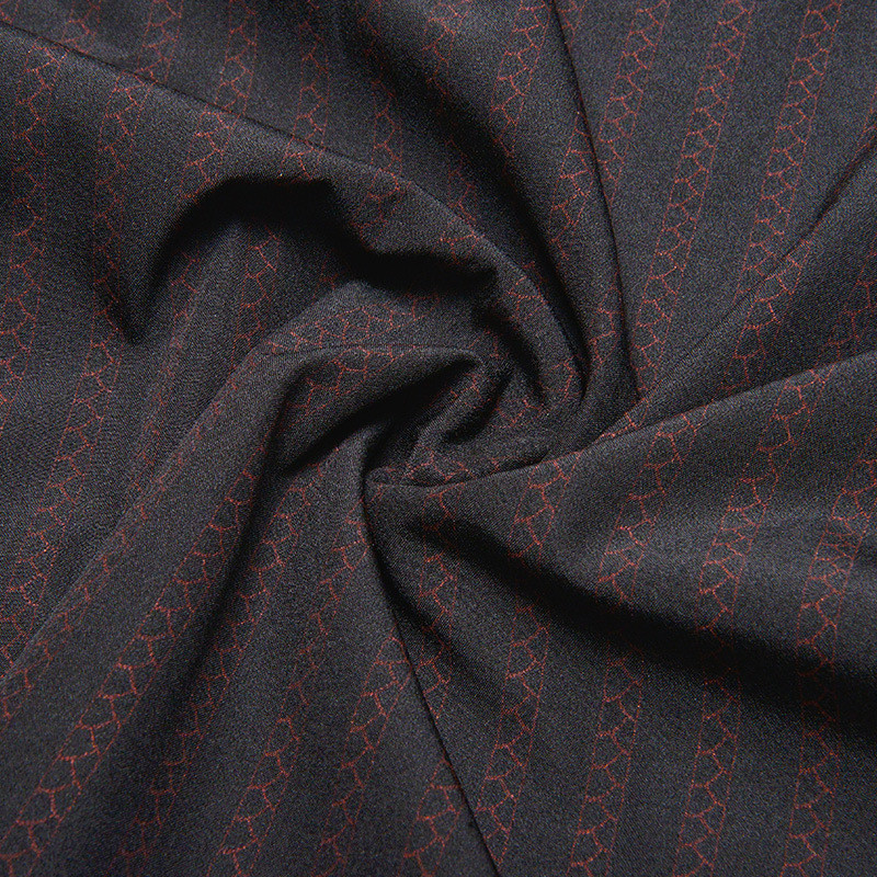 厂家供应巴西麻zs-009(鱼鳞风格)几何印花条夹克假捻丝面料