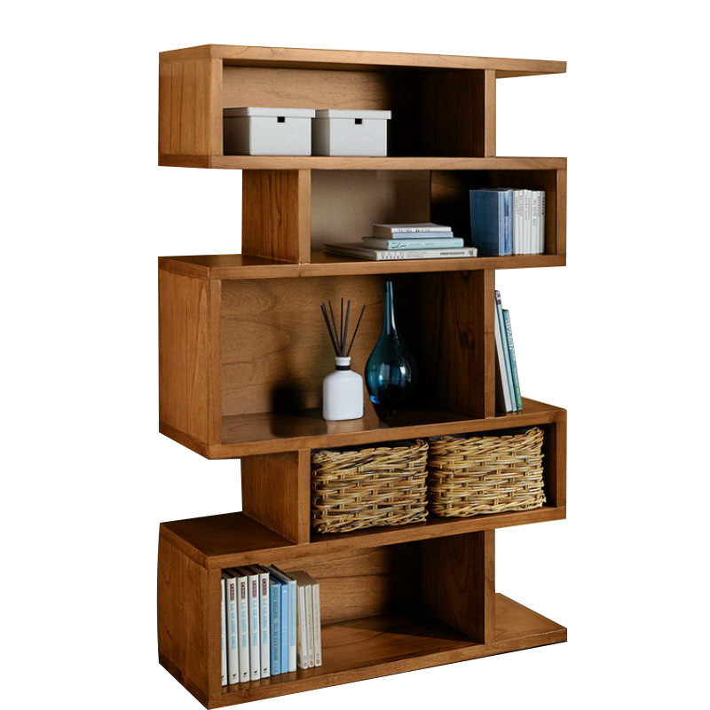 北欧现代简约实木书架小户型落地书柜创意客厅展示玄关置物架