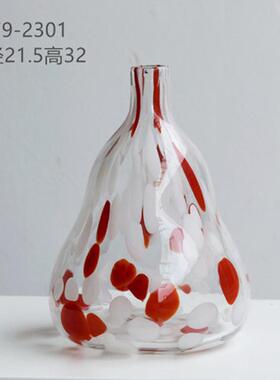 北欧简约小清新淡彩色斑点水培小口玻璃花瓶摆件创意家居软装饰品