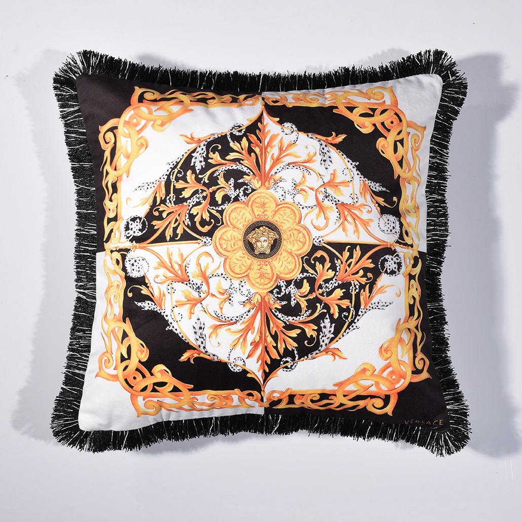 欧式丽爱马系列抱枕靠垫高端丝绒流苏款双面印花45*45cm抱枕套