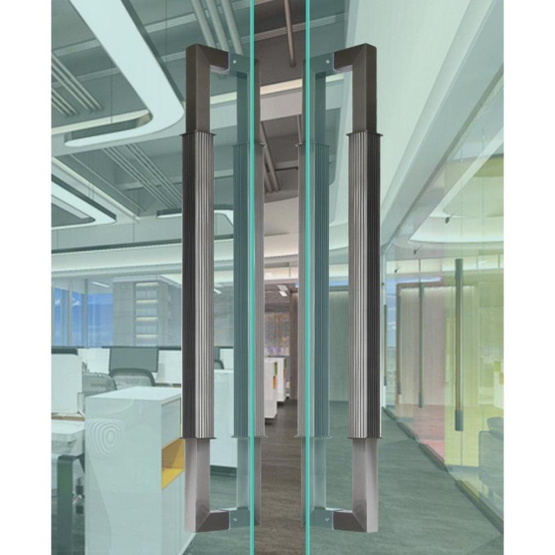 不锈钢玻璃门拉手方管有框办公室现代酒店推拉钢化大门把手简约