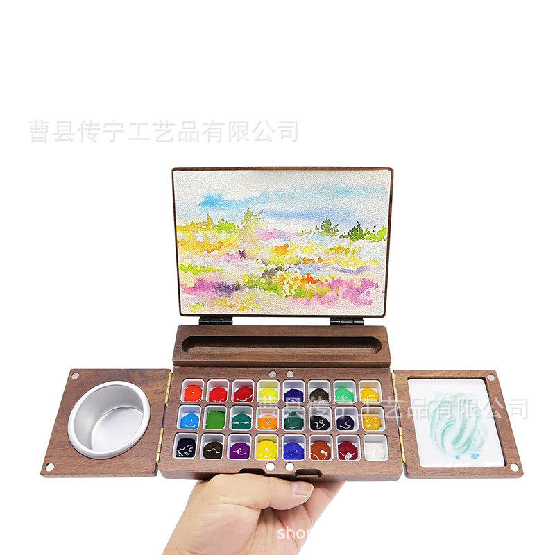 木制调色板可折叠水彩颜料板可折叠绘画颜料盒木制木制油彩调色盘,收纳整理,整理架/置物架/收纳架,淘宝优惠券,粉丝福利购,淘宝优惠卷