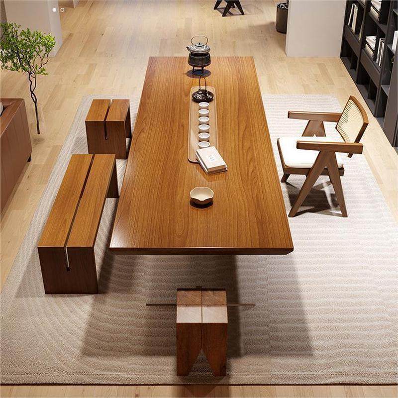 风新中式茶桌椅组合办公室实木功夫茶台茶室大板桌侘寂禅意泡茶桌