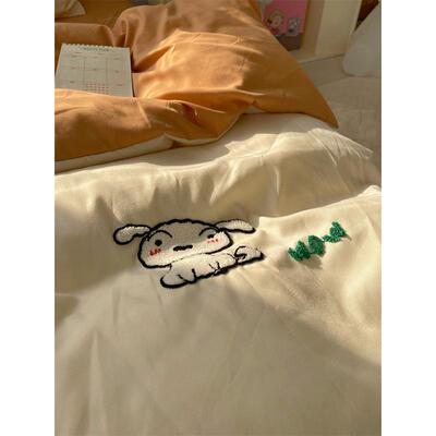 热销bb4c批发梨梦可爱小白酱少女心毛巾绣水洗棉四件套春夏床单