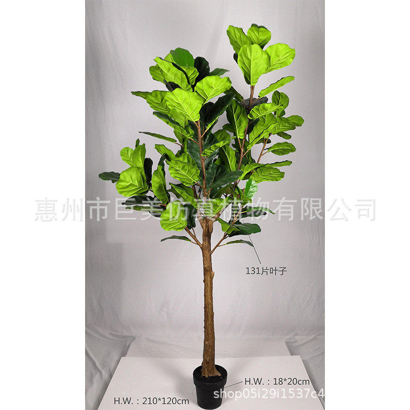 工厂直销仿真琴叶榕圆叶橡胶树琴叶橡皮树餐厅装饰假树葫芦叶图来