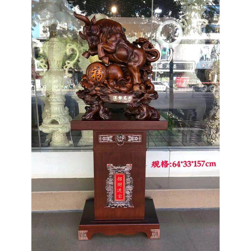 运势高升牛气冲天礼品工艺品高座落地摆件开业家居装饰树脂