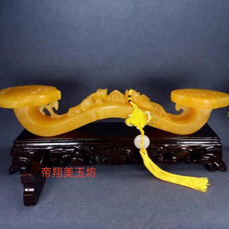 米黄玉如意摆件家居祝寿装饰貔貅摆件办公人生如意摆件