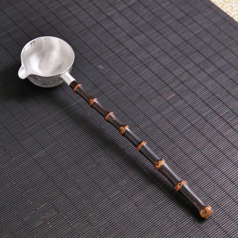 紫竹鞭锡水勺茶道酒茶勺长柄分勺子舀茶匙煮茶器日式配件水瓢