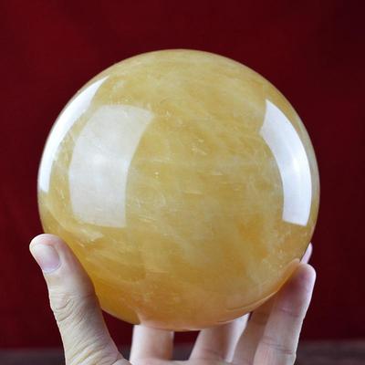 X6RO天然黄色水晶球圆形摆件办公室厨房西北角客厅玄关博古架