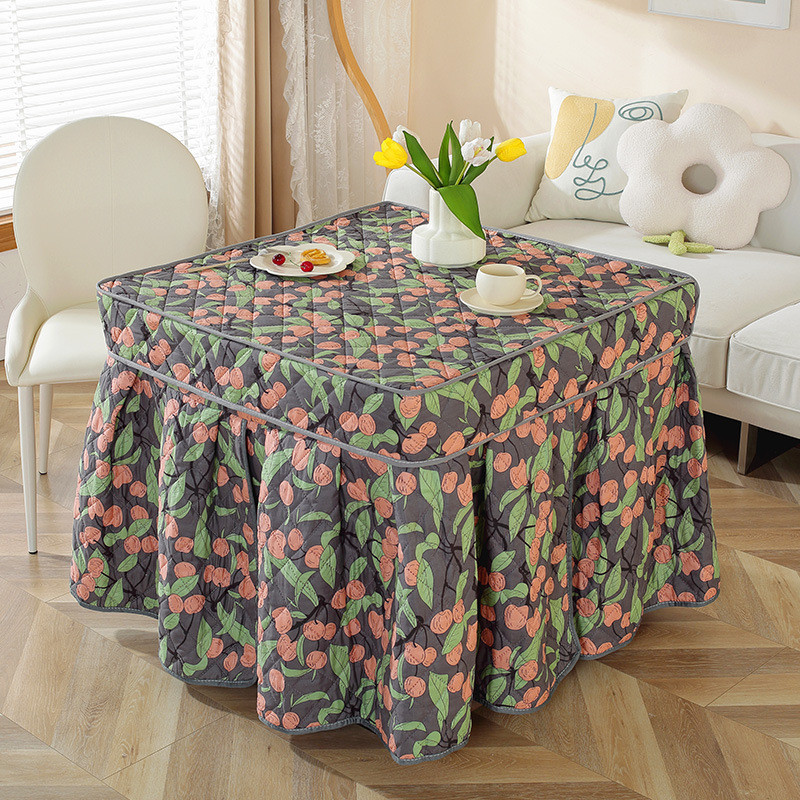 新款烤火桌子罩套冬季正方形加绒加厚电暖炉桌罩被烤火取暖保护套