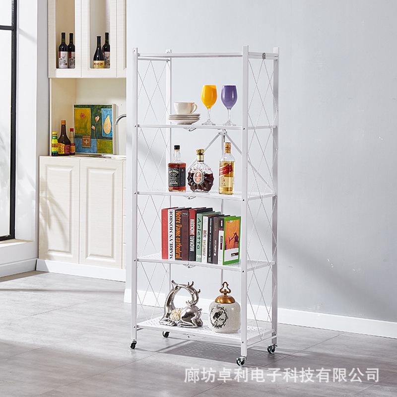 不锈钢厨房台面烤箱折叠家用落地多层锅具微波炉置物架收纳架子