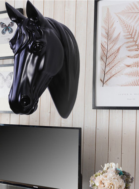 创意动物头粘胶挂钩客厅墙上壁挂马头复古墙面装饰品壁饰