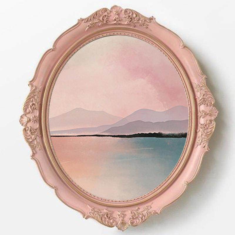 bc10少女轻奢粉色椭圆形相框中古小众12寸复古树脂雕花画框客厅玄,家居饰品,相框/画框,淘宝优惠券,粉丝福利购,淘宝优惠卷