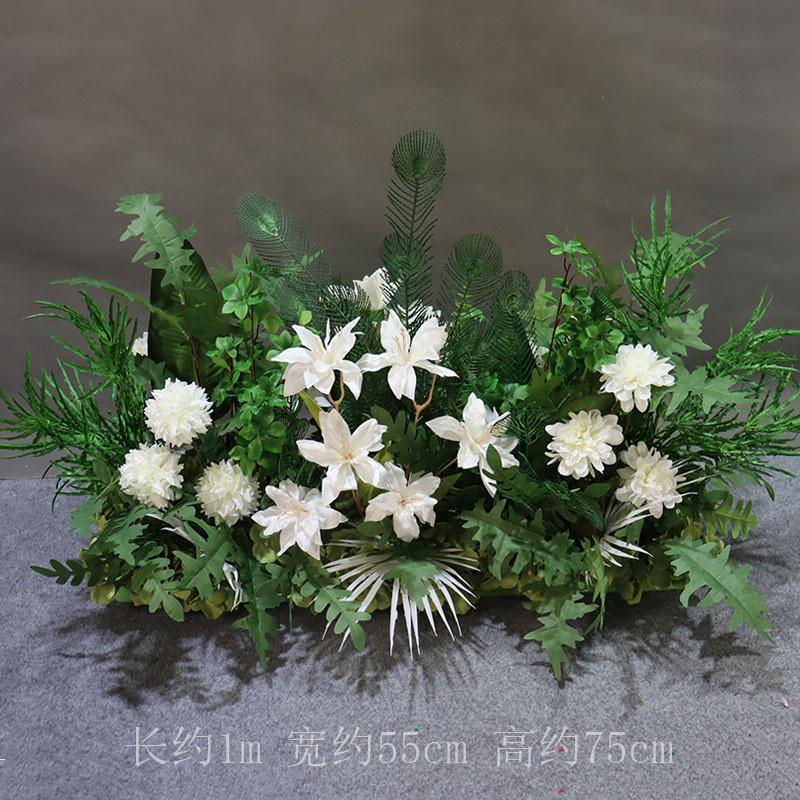 新款婚庆森系花排结婚拱门花舞背景台迎宾区布置排花仿真绢花花艺