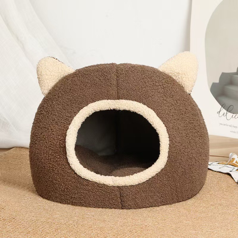 猫窝四季通用狗窝秋冬季猫咪式半封闭垫子小猫屋睡觉猫窝冬季保暖