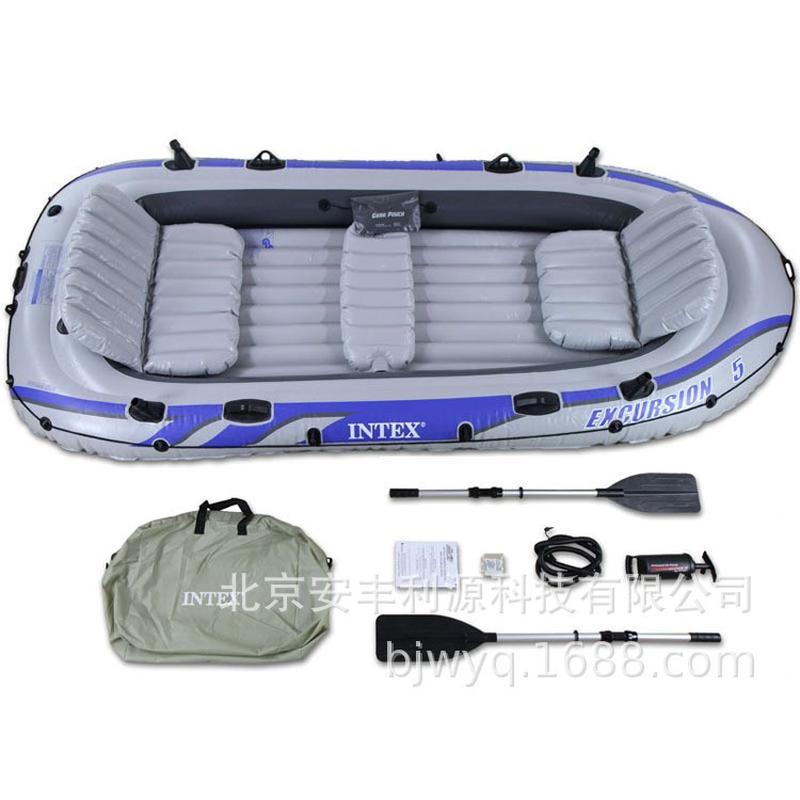 intex68325加厚充气船漂流者五人钓鱼船加宽橡皮艇皮筏艇pvc批发