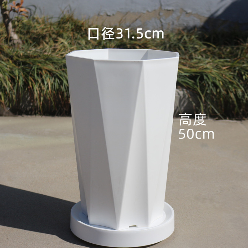 新款加厚高档树脂陶瓷厂家直销塑料仿大花盆公司商场大口径特大号