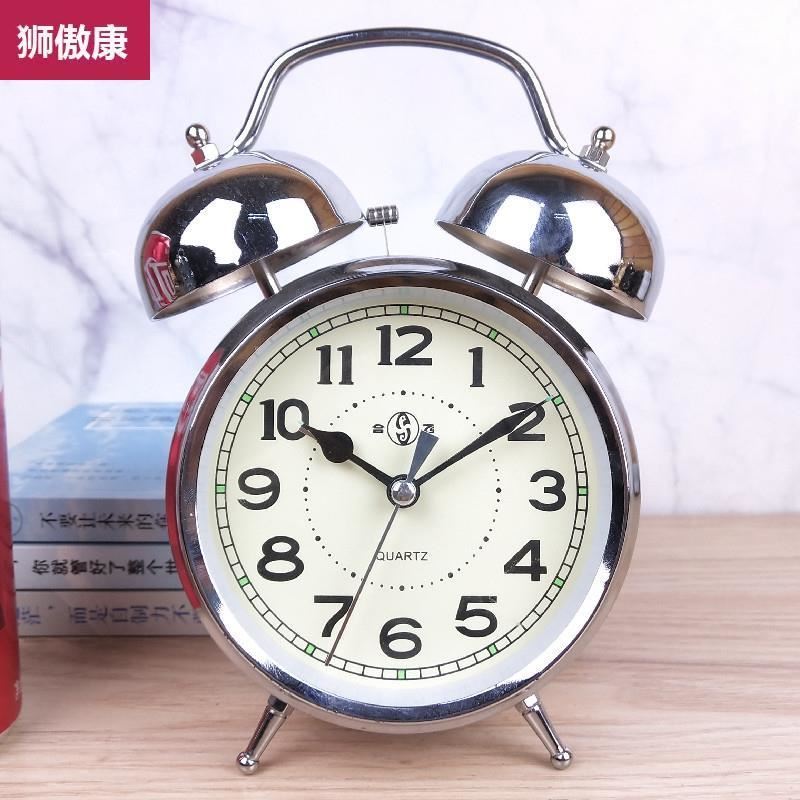 上海老式机械闹钟超大声音马蹄表上发条复古怀旧金属机芯创意闹钟