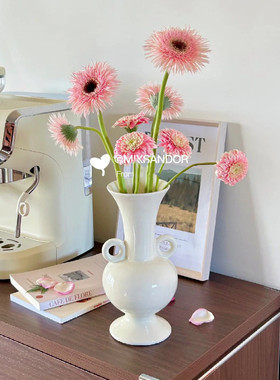 定制北欧奶油风艺术瓶子陶瓷花瓶装饰餐桌插花摆件电视柜客厅花器