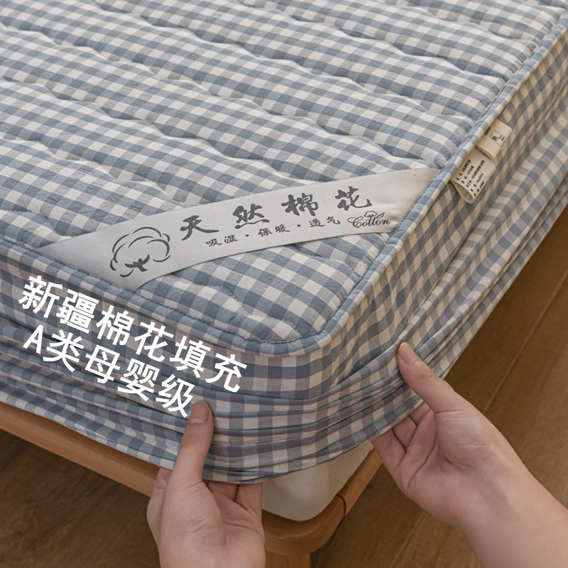 A类新疆棉花纯棉床笠单件全棉加厚夹棉床罩床垫保护套全包防尘罩