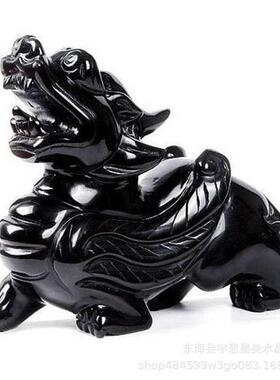 天然黑曜石貔貅摆件宅工艺礼品聚财居家办公一对厂家批发a