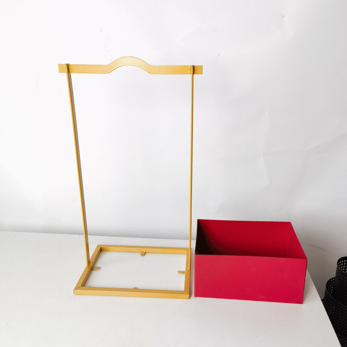 中式铁艺花架插花花瓶红果年宵花新年微景观干花仿真花花器手提盒