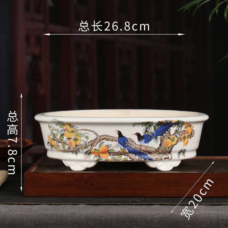 彩绘厂家直销批发紫砂花盆圆形阳台多肉文竹盆景落地花盆yzch08