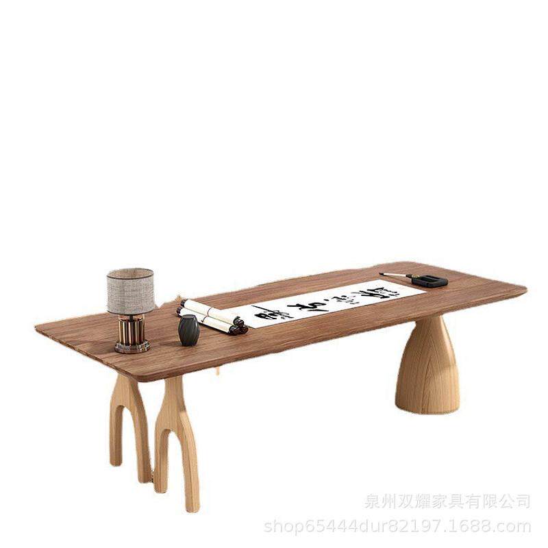 新中式工作台书法桌民宿创意画案实木小户型家用长条学习桌椅组合