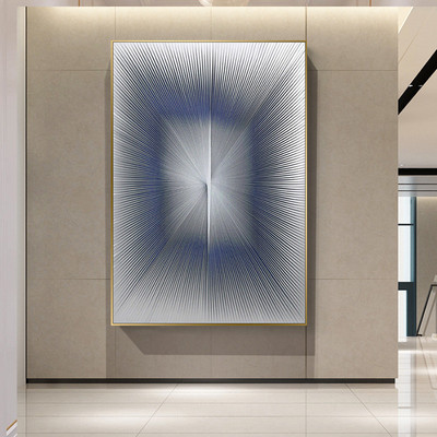 现代纯手工皮革拉线立体实物画客厅玄关装饰挂画样板间酒店工艺画