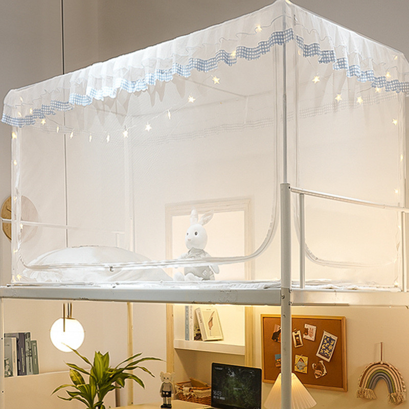 厂家直销学生宿舍一体式带上铺床帘大学寝室两用蚊帐子母床支架