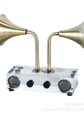 轻奢复古留声机水晶摆件客厅售楼处卧室书房样板间家家居软装家饰