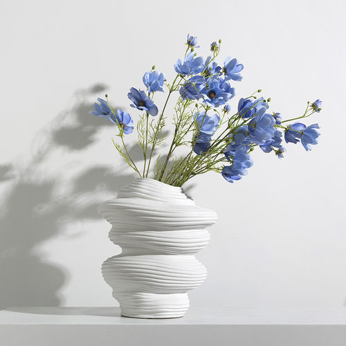 热销电视柜纹花瓶陶瓷摆件花器酒店客餐厅样板房玄关台面圈装饰品