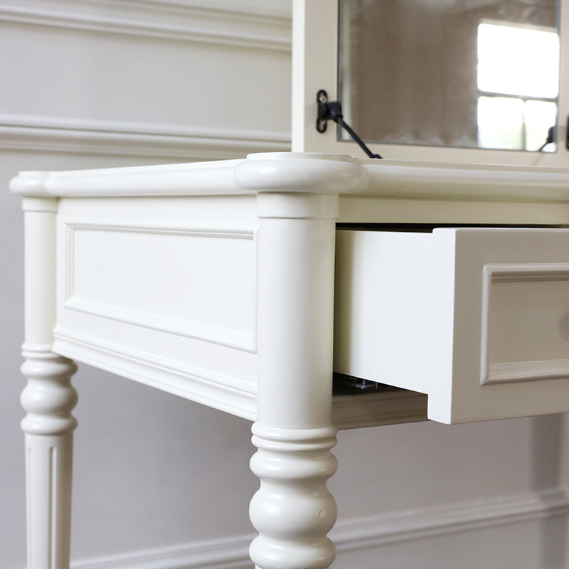 美式实木多功能化妆桌带镜折叠家具化妆台带抽简约时尚梳妆台欧式