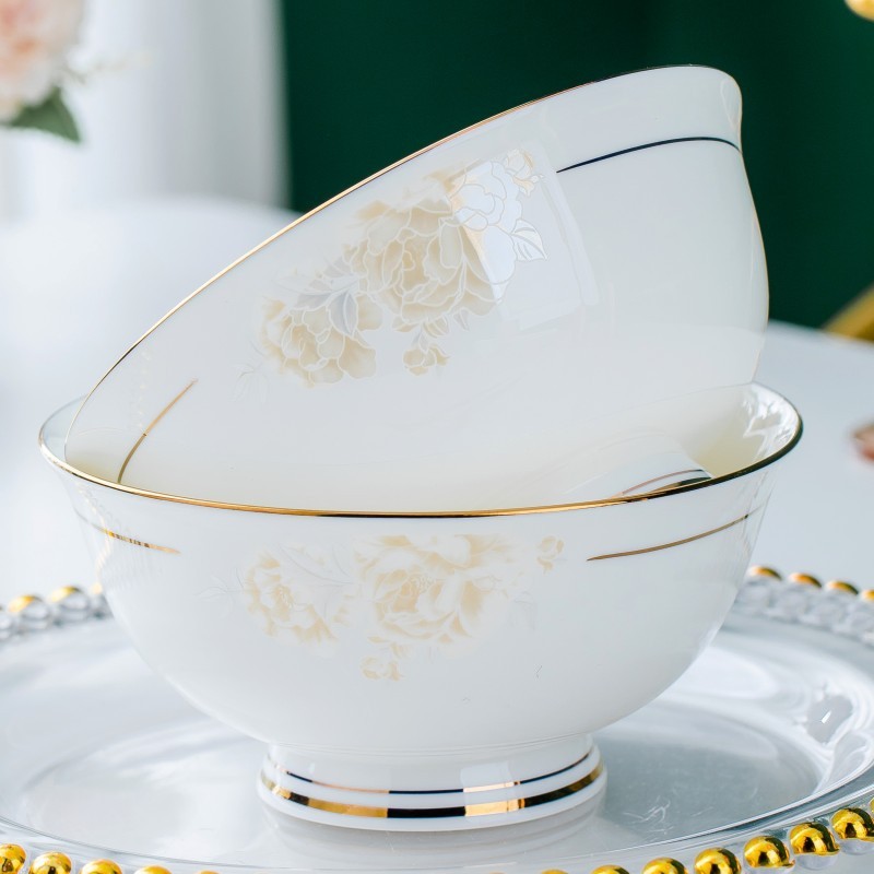 碗家用10个装新款面碗防烫吃饭米饭碗单个5寸景德镇陶瓷骨瓷套装