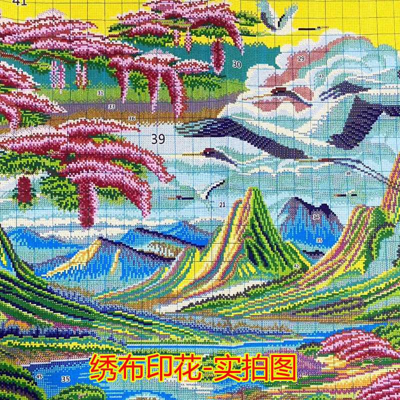 桃源静乡绣新款线绣客厅满十字绣风景画十字绣大幅批发