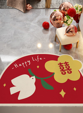 e0pb批发结婚喜庆入户门地垫红色新中式婚房进门地毯门垫婚礼装饰