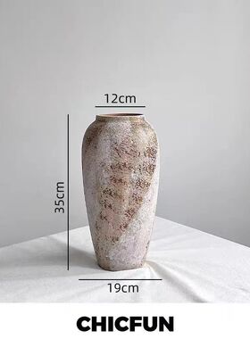 批发花瓶摆件陶瓷粗陶陶土寂风客厅插花复古新中式侘陶罐装饰