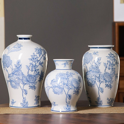 青花瓷新中式花瓶中国风室内玄关客厅装饰桌面陶瓷花器摆件